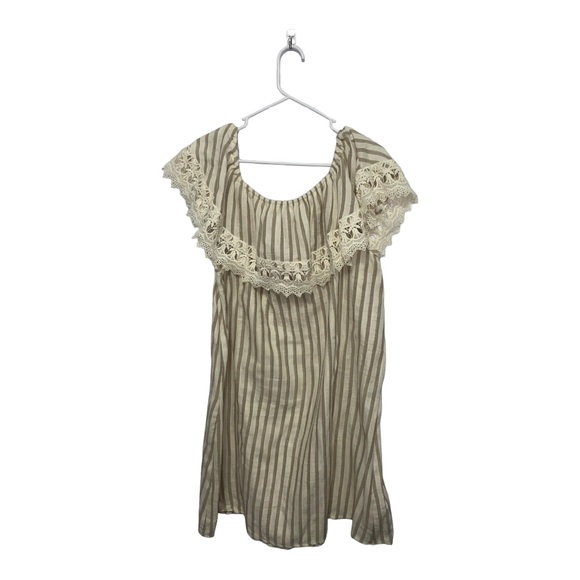 Kori America Off Shoulder Striped Mini Dress | Embroidered Ruffle Detail Size XL - Picture 8 of 10